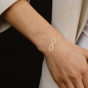 Sterling Silver Zircon <b>Infinity</b> Charm <b>Bracelet</b> Rhodium Plated Trendy for Wedding Party Gift - Product Image 6