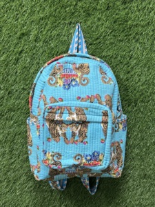 Tiger Print Handmade Quilted <b>Backpack</b> | Handmade Cotton <b>School</b> Bag | Floral Rucksack for <b>School</b>, College, Travel & Daily Use Bag - Product Image 2