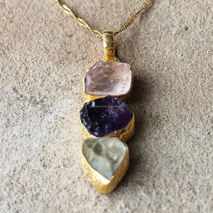 Colgante de plata 92,5 en bruto, bonita joyería cristiana para mujer con piedras preciosas naturales, amatista de cuarzo rosa y regalo de cuarzo transparente - Product Image 2