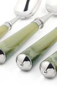 Trending Modern Stainless Steel <b>Flatware</b> <b>Set</b> with Customizable Luxury Green Handle for Wedding/Party Use and Stylish Dining - Product Image 4