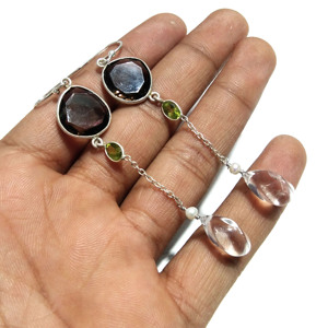 Natural Smoky Quartz <b>Crystal</b> Quartz Peridot Dangle Earring 925 Sterling Silver Handmade Gemstone Designer Drop Earring Unisex - Product Image 6