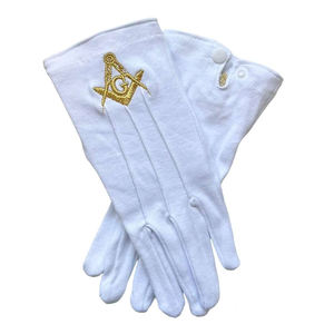Gants de cérémonie maçonniques, gants en coton brodés avec logo, disponibles à bas prix avec design personnalisé - Product Image 4