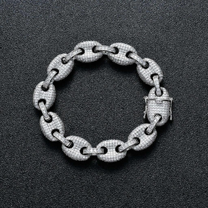 Luxury <b>Iced</b> <b>Out</b> Moissanite Oval Link Bracelet Fully Paved Stones High Shine Hip Hop Statement Wrist <b>Chain</b> Premium XL - Product Image 6