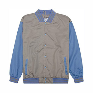 Chaqueta Varsity Gris Azul para Hombre, Cuello Camisero, Cierre de Botones, Corte Regular, Estilo Casual para Otoño, Bloques de Color, Poliéster, Ajuste Masculino - Product Image 3