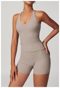 Seamless High Waist Full Length Leggings With <b>Crop</b> <b>Top</b> 2 Piece Yoga Set Solid Color Four-Way Stretch Activewear - Product Image 4
