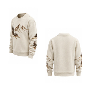 Sudadera de punto gofrado para hombre, manga larga, cuello redondo, informal, térmica, texturizada, personalizada, OEM, ropa deportiva al por mayor - Product Image 6