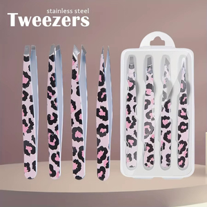 4 in 1 Professional Eyebrow Tweezer Colorful Hair Beauty Fine Hairs <b>Puller</b> Stainless Steel Slanted Fine Tip Brow Tweezer - Product Image 4