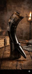 Jarra de Cuerno Vikinga Hecha a Mano, Ecológica y Pulida, con Soporte para Hidromiel, Cerveza y Whisky - Product Image 2