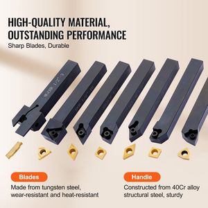 Utensili per tornio in carburo superresistente 40CR da 1/2 pollice, indicizzabili, set da 7 pezzi, inserti per tornitura metalli - Product Image 5