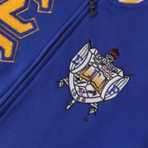 Sigma Gamma Rho Premium <b>Blue</b> Varsity Fleece Jacket Chenille Embroidery Greek Sorority Apparel Women - Product Image 4