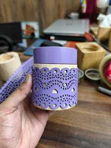 Magnifique brûleur d'encens en bois et cuir, diffuseur aromatique en bambou, utilisation toute saison, design décoratif en treillis noir - Product Image 6