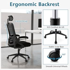 Sedia da Ufficio Ergonomica Girevole Regolabile con Supporto Lombare, Comoda Sedia da Lavoro per Casa o Ufficio - Product Image 4