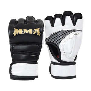 Gants de boxe et de MMA demi-doigts en PU pour hommes et femmes, nouveau style, pour l'entraînement en extérieur, évacuation de l'humidité, emballage personnalisé - Product Image 1