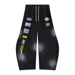 Racing Logo Patches Print Super Baggy Barrel Sweatpants Casual Elastic Waist Unisex Graphic Lantern <b>Trouser</b> - Product Image 1
