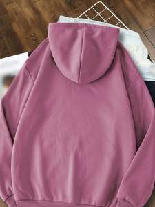 เสื้อฮู้ดดี้โอเวอร์ไซส์สีชมพูอมเทาสำหรับผู้หญิง เนื้อผ้านุ่มสบาย สวมใส่ได้ทุกวัน แฟชั่นฤดูหนาว - Product Image 6