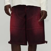 Shorts en jean Y2K décontractés et respirants pour l'été, style streetwear, coupe droite, brodés, légers, en Spandex/Polyester, pour le hip-hop (vente en gros)