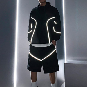 Custom Logo Winter 2-Piece Sports Zip-Up <b>Hoodie</b> & Casual Shorts Set Polyester/Nylon <b>Lightweight</b> Breathable Reflective Printing - Product Image 1