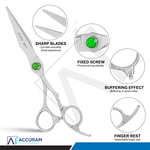 Tijeras de Barbero Profesionales Accuram con Mango de Dragón, Cuchilla de Afeitar, Reutilizables, de Acero Inoxidable, para Peluquería - Product Image 2