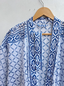 Bata Kimono de Algodón 100% Tejido con Estampado de Dibujos Animados para Mujer, Camisón de Verano Hecho a Mano, Cuello en V, Cintura Elástica, Largo hasta la Rodilla - Product Image 2