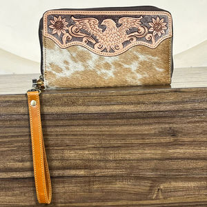 Cartera de Noche Elegante para Mujer con Diseño de Águila, de Cuero Genuino de Vaca, con Múltiples Ranuras para Tarjetas y Protección RFID - Product Image 4