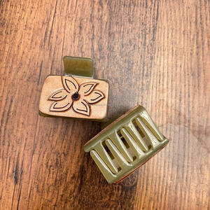 Customize Various Shapes & Sizes of Hair Claw <b>Clip</b> Hand Tooled Engraved Leather Western Hair Dressing <b>Tools</b> Available For Women - Product Image 6