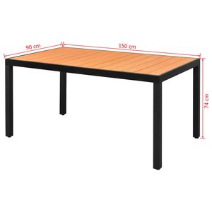 Mesa de Comedor de Jardín de Aluminio Marrón Resistente de 59.1 Pulgadas x 35.4 Pulgadas para Uso en Exteriores - Product Image 3