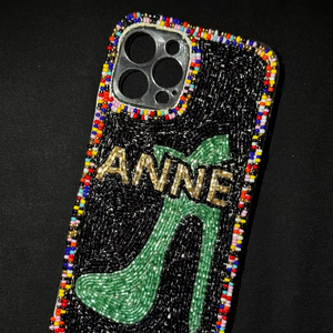 Étui/Pochette multifonction pour téléphone portable avec fermeture éclair, motif tuiles de Mahjong perlées, sac à main perlé fait main avec chaîne bandoulière - Product Image 1