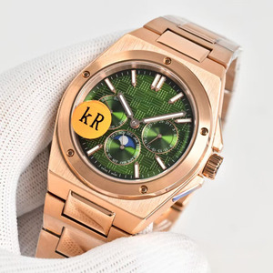 Montre mécanique automatique pour homme, rétro, romantique et luxueuse, cadran vert olive, banquet d'affaires, calendrier perpétuel, phase de lune - Product Image 2
