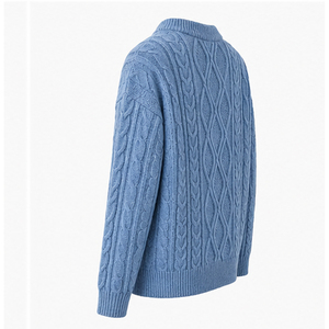 Breathable Men's Blue <b>Argyle</b> Winter Knitted <b>Sweater</b> Pullover <b>Sweater</b> Full Sleeve Thick Winter Wear Winter Knitted <b>Sweater</b> - Product Image 4