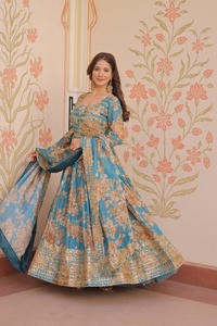 Colección de Vestidos de Seda Rusa Premium para Mujer con Dupatta, Diseño Exclusivo, Lentejuelas en Relieve, Secado Rápido, Largos hasta el Suelo, Ideales para Fiestas - Product Image 6