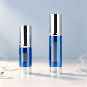 Flacon distributeur sous vide électroplaqué bleu de 15 ml, 30 ml, 50 ml avec fenêtre de visualisation - idéal pour les lotions, les bases de teint et les crèmes solaires - Product Image 2