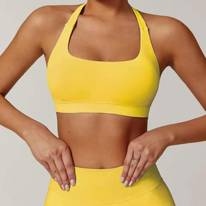 Soutien-gorge de sport tendance avec bretelles tissées double couche et maintien élevé, réglable pour le yoga et le fitness - Product Image 1