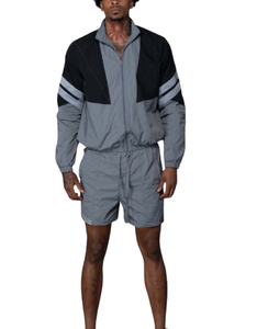High Quality Custom Men's Winter Plus Size Windbreaker Short Set-Regular Fit 100% Polyester Breathable Nylon Short Set - Product Image 1