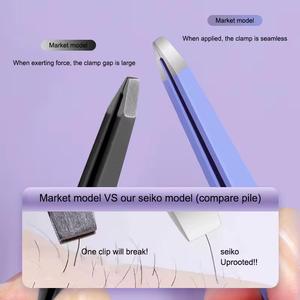 แหนบดึงขนตาสแตนเลสแบบแม่นยำ ปลายเรียบ สีฟ้า ชุด 4 ชิ้น - Product Image 4