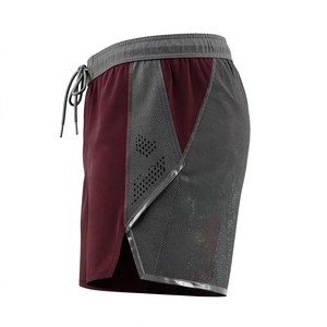 Shorts Bermuda Sport Décontracté pour Homme, Couleur Bordeaux Unie, Respirant, Séchage Rapide, 92% Polyester, Taille Mi-Haute avec Cordon de Serrage - Product Image 4