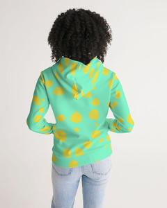 Sweat-shirt à capuche vert menthe à pois pour femme avec logo blanc imprimé sur le devant, coupe classique, vêtement décontracté d'automne - Product Image 5