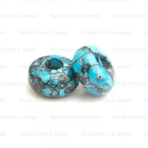 Trending 14x8mm Natural Spiderweb Tibetan Turquoise Smooth Rondell Shape 5mm Big Hole Gemstone <b>Beads</b> for Jewelry Making Pendant - Product Image 1