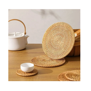 Fancy Cup Mats Rattan Placemat Cheap Price Customised Size Decorative Crafts <b>Table</b> <b>Protector</b> Accessories - Product Image 1