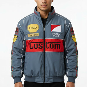 เสื้อแจ็คเก็ตแข่งรถสั่งทำพิเศษสำหรับผู้ชาย สตรีทแวร์ ปักโลโก้ ซิปหน้า ผู้ผลิตเสื้อแจ็คเก็ต - Product Image 1