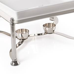 Recipiente de lujo rectangular de acero inoxidable para calentar comida tipo buffet con bandeja metálica blanca para hoteles, bodas y catering. - Product Image 5