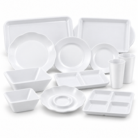 Ensemble d'assiettes et de bols en mélamine blanche, style rustique, vaisselle pour restaurant et cuisine à domicile