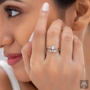 PRAO Bague en cristal lettres d'amour taille réglable - Product Image 3