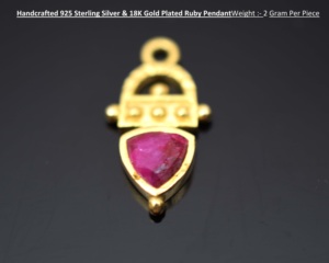 Handcrafted Vintage Christian Children's 925 Sterling <b>Silver</b> & 18K Gold Plated Ruby Party <b>Charm</b> Pendant - Product Image 5