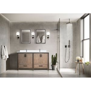 Rustica Barnwood 60 In. W X 22 In. D doppio bagno vanità con marmo coltivato Top bagno vanità - Product Image 2