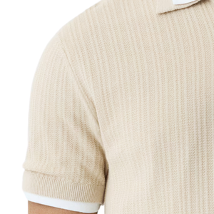 Polo de Punto Texturizado de Corte Ajustado para Hombre, Camiseta de Manga Corta con Cuello, Suave y Transpirable, Informal, con Logotipo Personalizado, OEM, ODM, Premium - Product Image 5