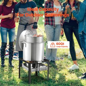 Kit per la Cottura di Frutti di Mare in Metallo da 60 Qt con Colino, Set da Cucina per Esterni per Granchi, Gamberi e Aragoste, per Pentola da Bollitura con Capacità di 5L - Product Image 2