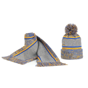 Ensemble Écharpe Longue Grise et Bonnet Sigma Gamma Rho SGRho, Broderie Personnalisée Bleu Royal et Or, Épais et Chaud, Unisexe, Équipement Hivernal pour Sororité - Product Image 4