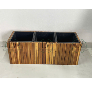 Maceta Artesanal de Madera de Acacia con 3 Compartimentos, Jardinera de Madera Natural para Decoración de Jardín Exterior, Venta al por Mayor desde Vietnam - Product Image 6