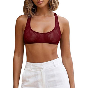 Soutien-gorge de sport athlétique sans couture en maille, haute densité, élastique, anti-frottement, confortable et ajusté, pour l'entraînement - Product Image 1