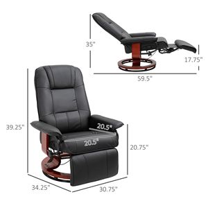 Poltrona Reclinabile Girevole in Ecopelle Nera con Poggiapiedi Regolabile per il Relax Femminile nel Soggiorno - Product Image 3